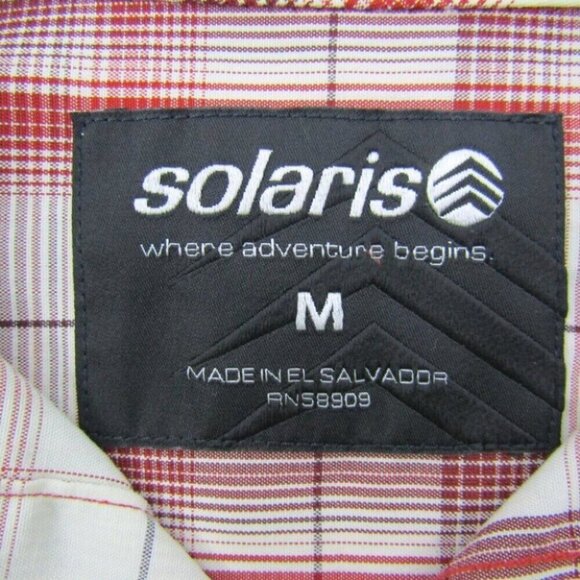 Solaris Ivory Rust Plaid Button Front Shirt Mens Size M Hiking Long Sleeve - Picture 6 of 11